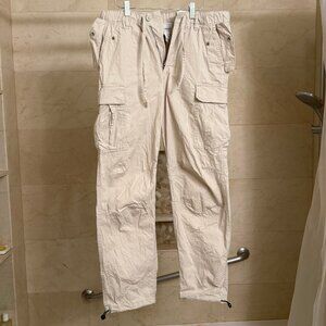 H&M Men's Regular Fit Ripstop Light Beige Cargo Pants, size S